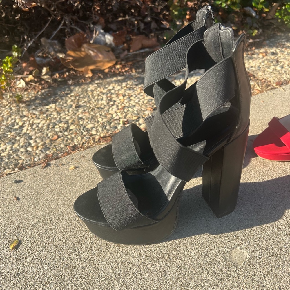 Black strappy heels